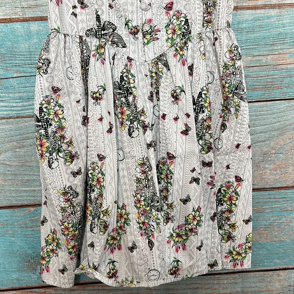 Hell Bunny Floral Skeleton Punk Sundress Size Large - Picture 4 of 9